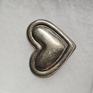 925 Silver Puff Heart Pendent Brooch